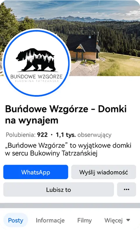 Facebook domki bukowina